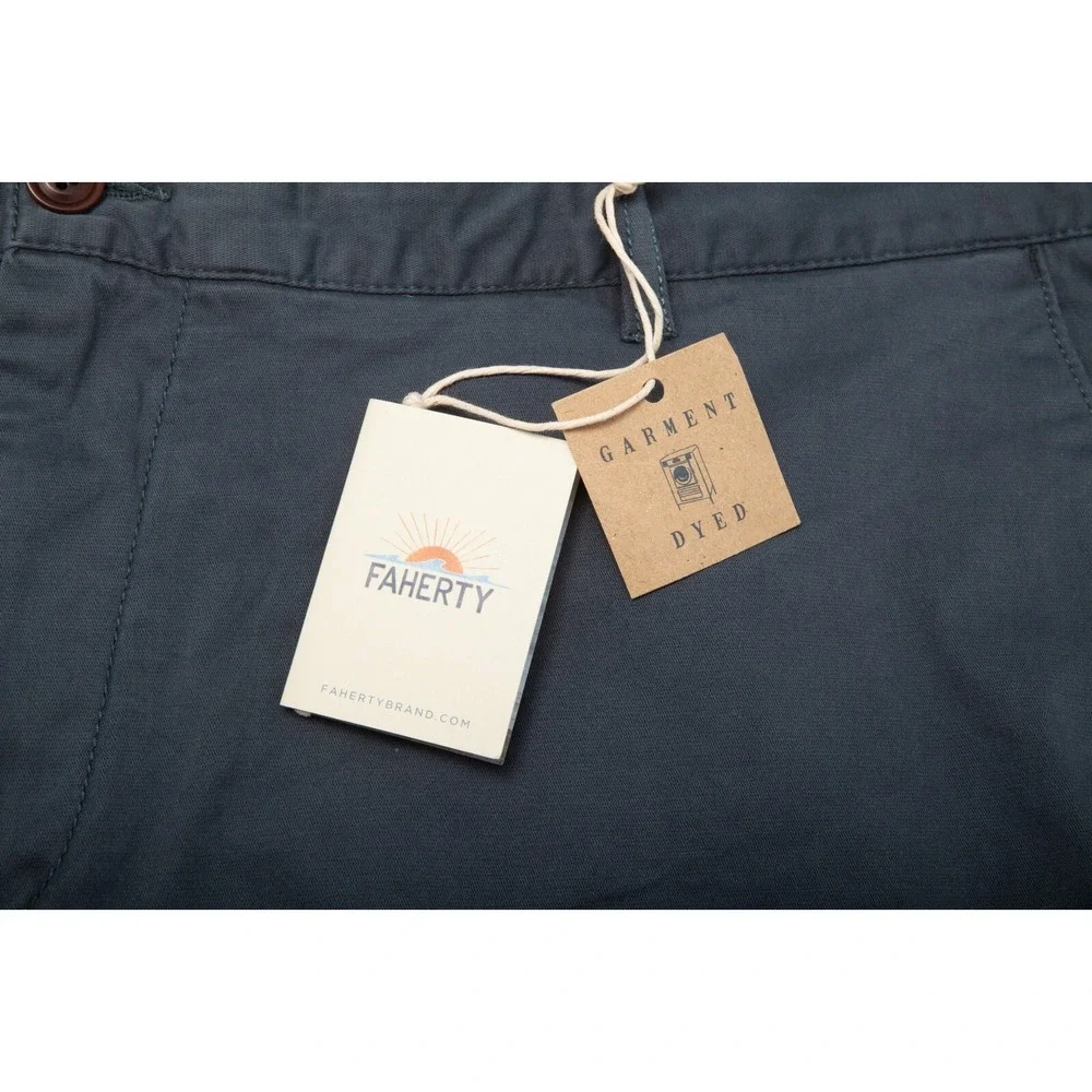 Faherty Stretch Chino Short Mens 42 Navy Blue Garment Dyed MBC0017NVY NEW